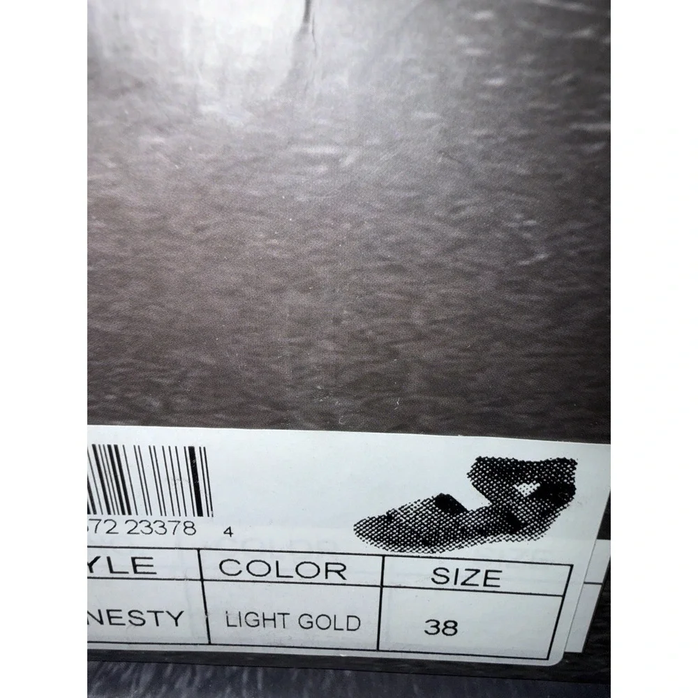 Bernie‎ Mev Sandal Honesty Light Gold Fabric Memory Foam Womens 38 Size 7 New